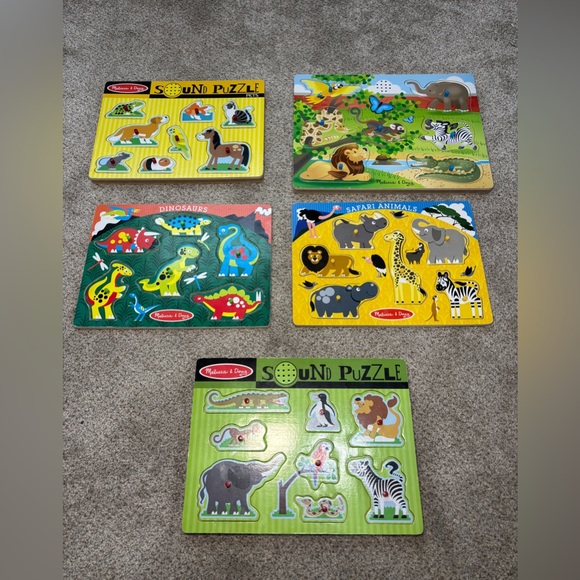 Melissa & Doug Other - Lot of Melissa and Doug Wood Sound Puzzles Animals Dinosaurs Pets Set of 5